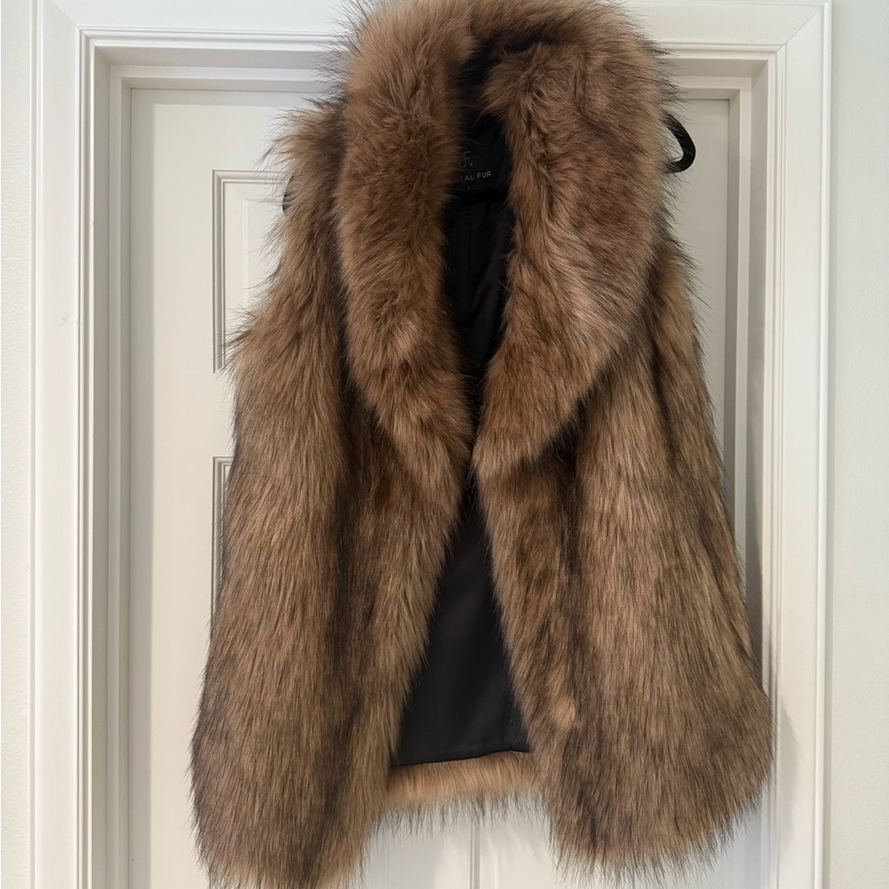 Unreal Fur Rubicon Vest in Beige and Black